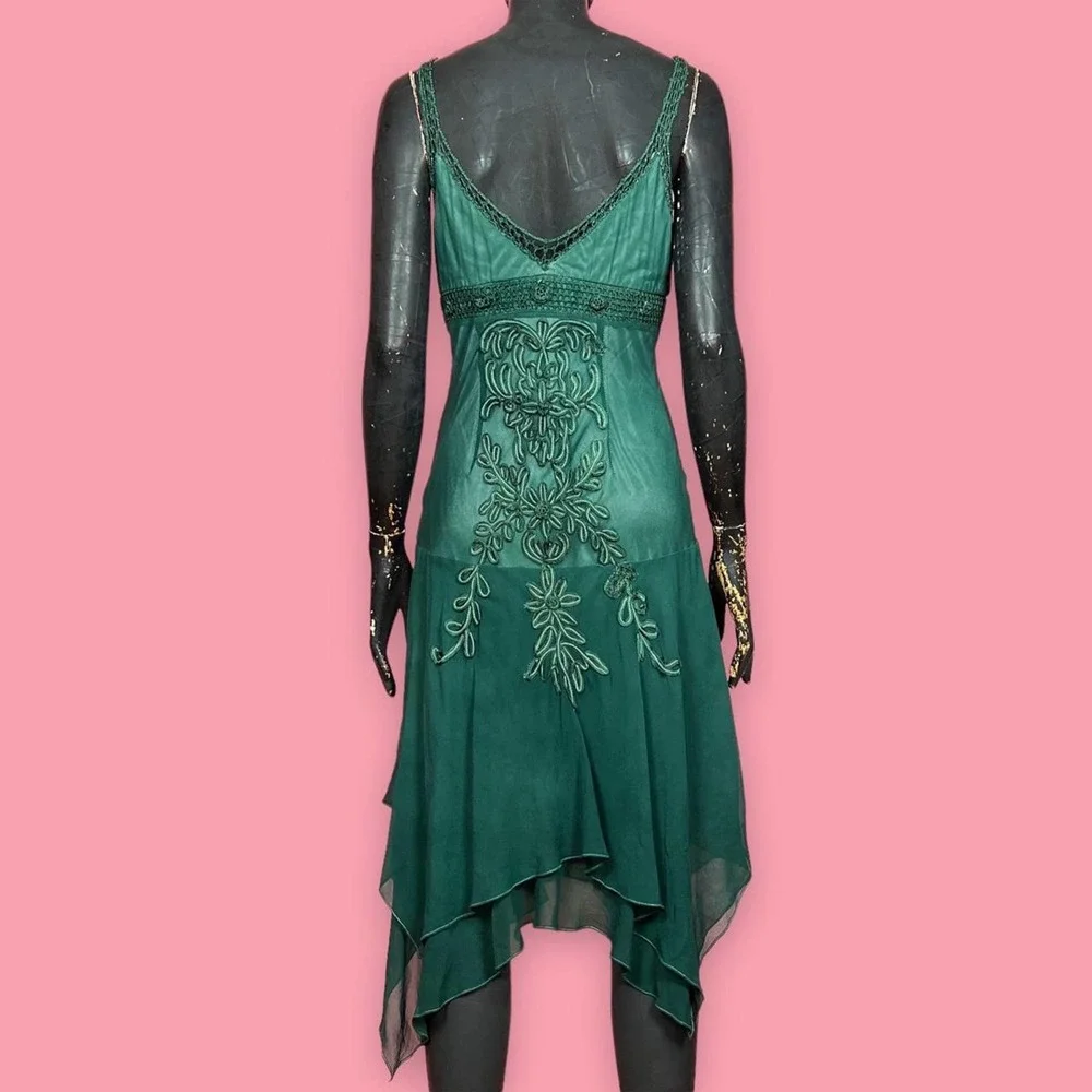 Vintage Green Silk Sue Wong Dress - Picture 4 of 4